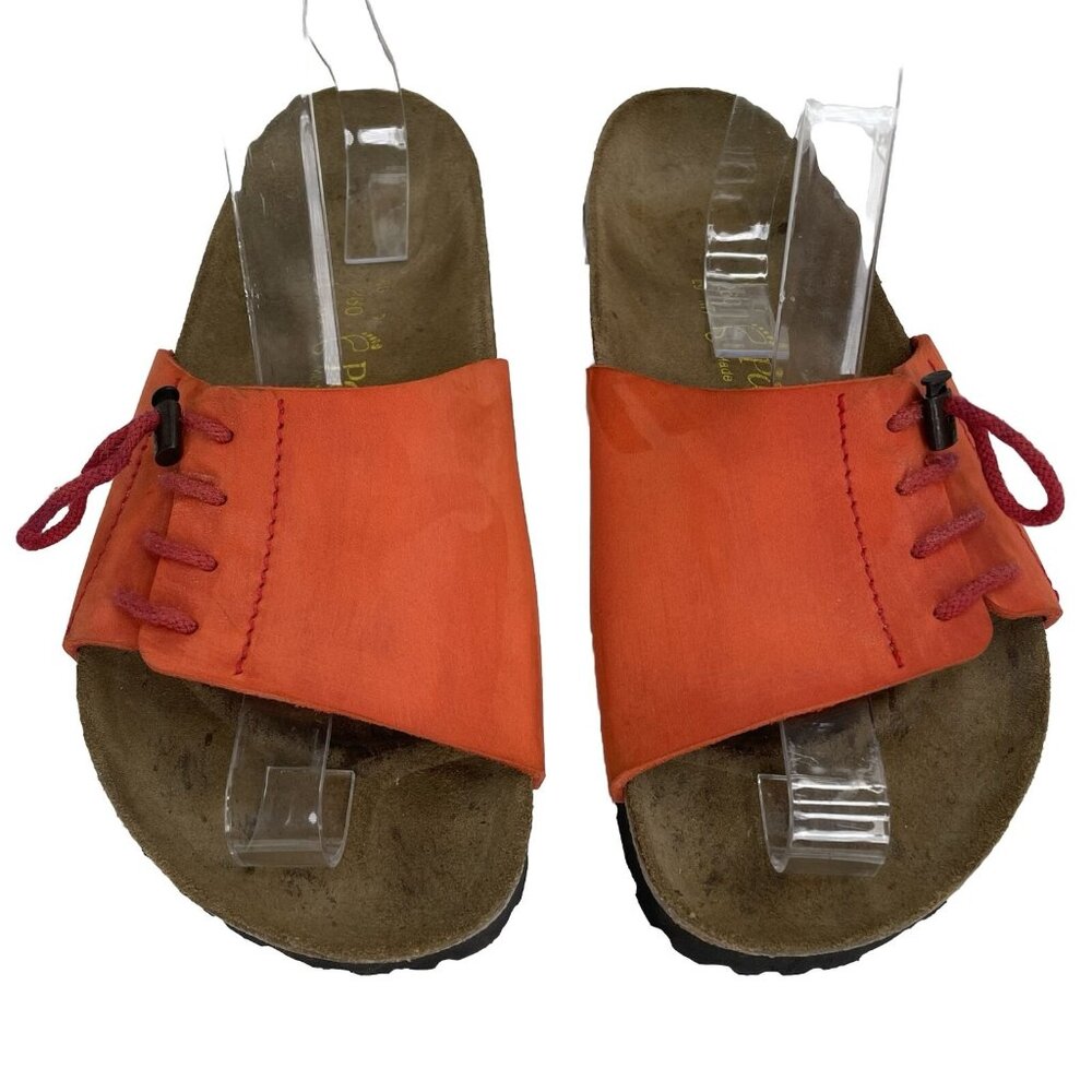 BIRKENSTOCK Papillio Orange Leather Slide Women's Sz 9 Lace Up Sandal